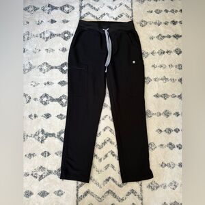 FIGS Black Drawstring Scrub Pants with Gray Drawcord